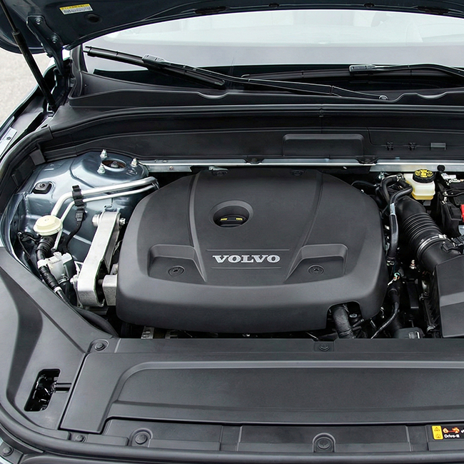 Volvo car engine compartment view